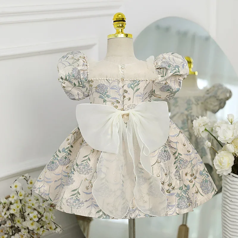 Robe de Luxe Brodée à Fleurs pour Petite Fille, Vêtement Élégant pour 1er Anniversaire, Mariage, Soirée, Cérémonie Espagnole, Bal, 1-5 Ans