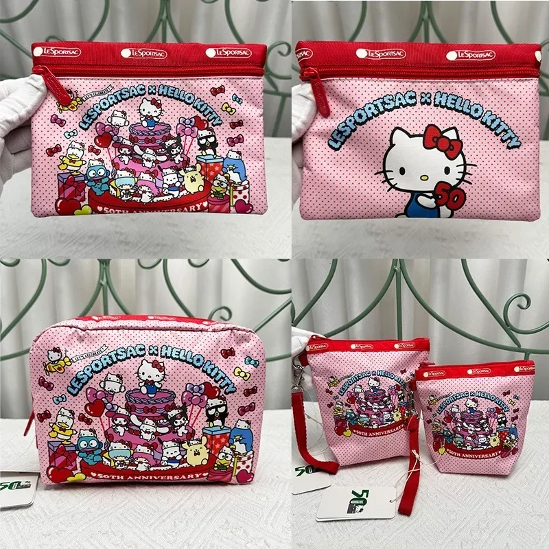 New Cute Cartoon Print Hellokittys Womens Clutch Canvas Casual Cartoon Storage Anime Kawaii Coin Cosmetic Bag Halloween Gift