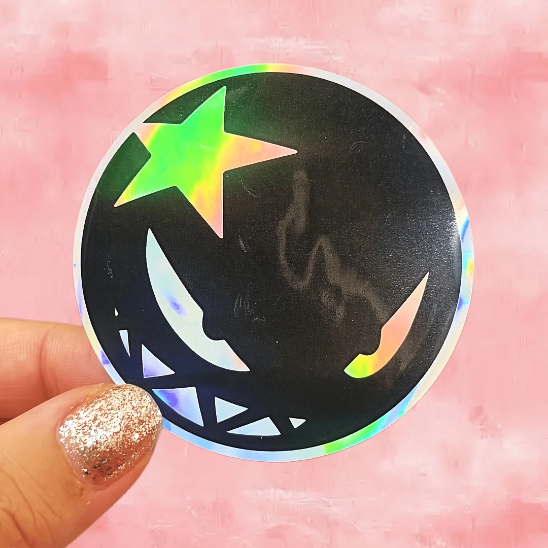 1PC Gothic Star Smiley Holographic Vinyl Decal Waterproof For Bottle Laptop