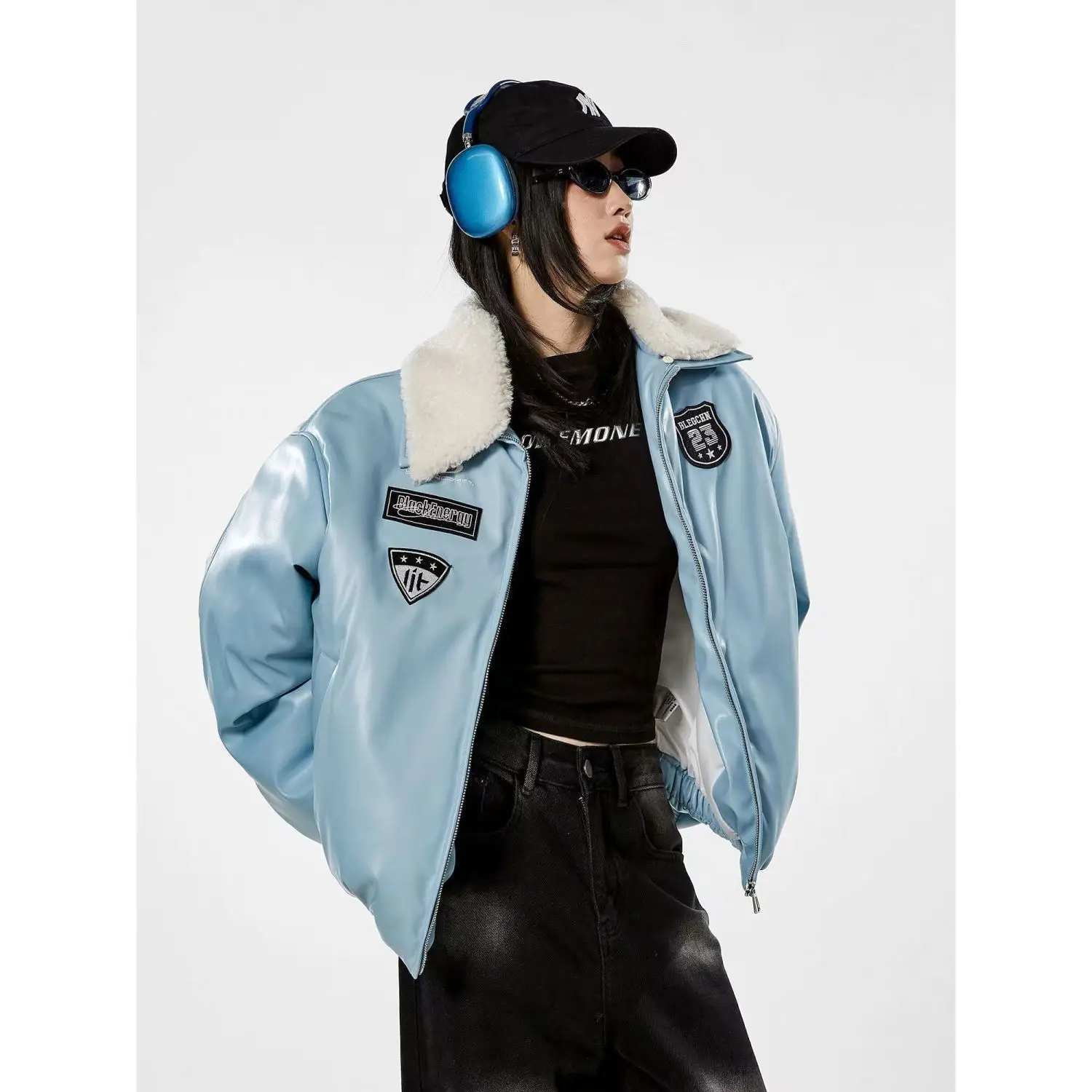 Chaqueta de cuero Pu de invierno para mujer, abrigo grueso cálido, chaqueta de motociclista Harajuku con cremallera, novedad de 2024