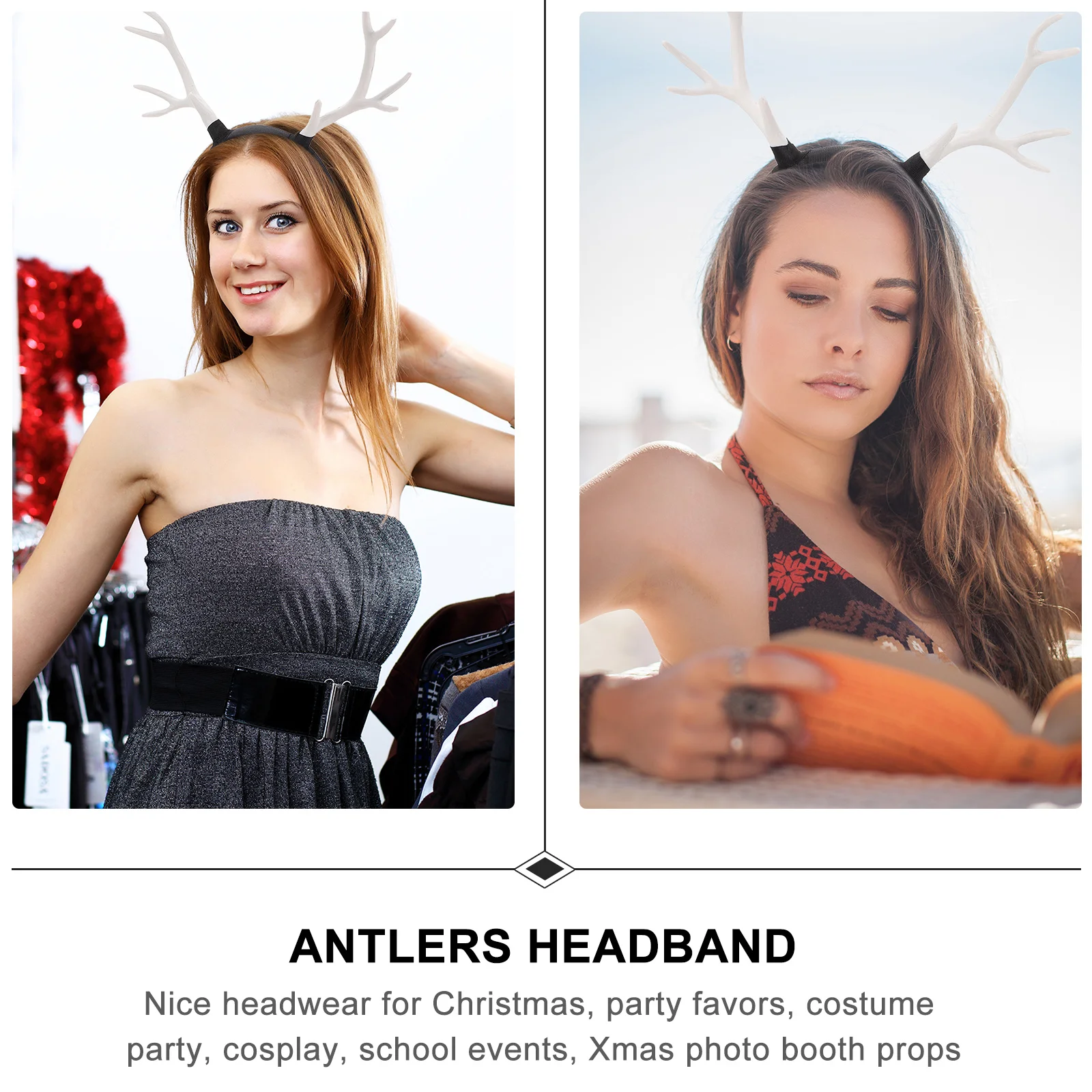 

1pc Reindeer Antler Headband Xmas Party Hair Decor For Women Kids Festival Cosplay Headdress Accessory Deer Horn Hairpiece