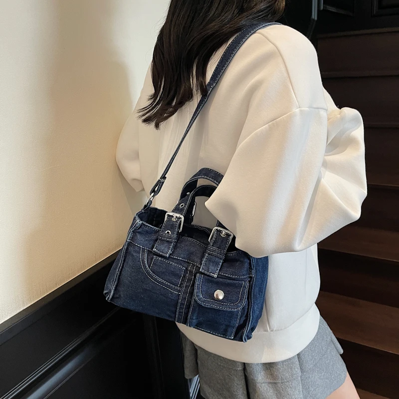 

Маленькая джинсовая женская сумка, винтажная сумка через плечо, джинсовая сумка-мессенджер, эко-сумка Y2K, корейская ковбойская сумка-шоппер, модная сумка-тоут