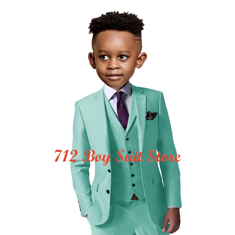 Traje Formal para niños, chaqueta ajustada, chaleco, pantalones, conjunto de 3 piezas, esmoquin para boda para niños de 2 a 16 años, ropa de moda para niños, trajes Blazer