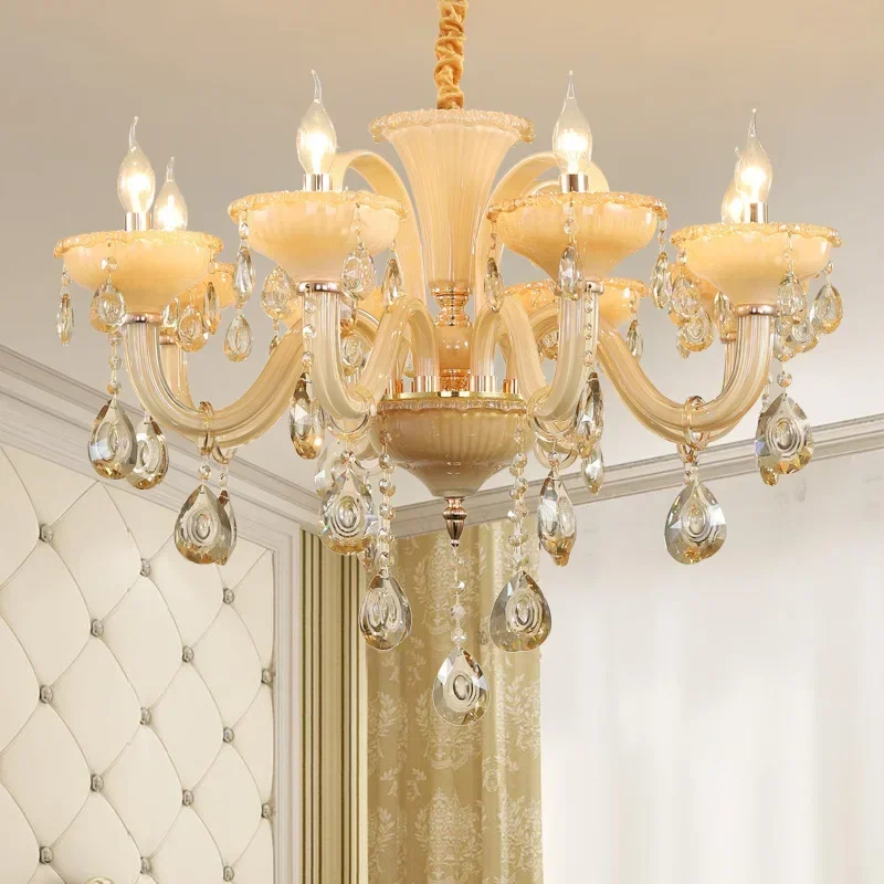 Luxury European Living Room Chandelier Dining Room Lamp Bedroom Study Home Crystal Lamp Atmospheric