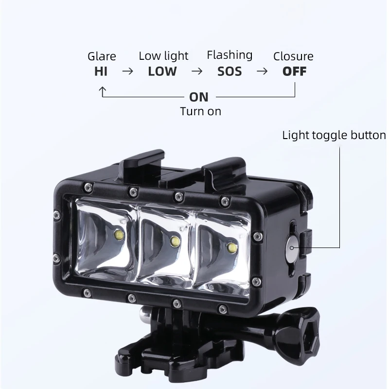 Waterproof LED Fill Light Diving Underwater Night Light For GoPro Hero 13 12 11 10 9 8 Insta360 X4 X3 X2 DJI Osmo Action Camera