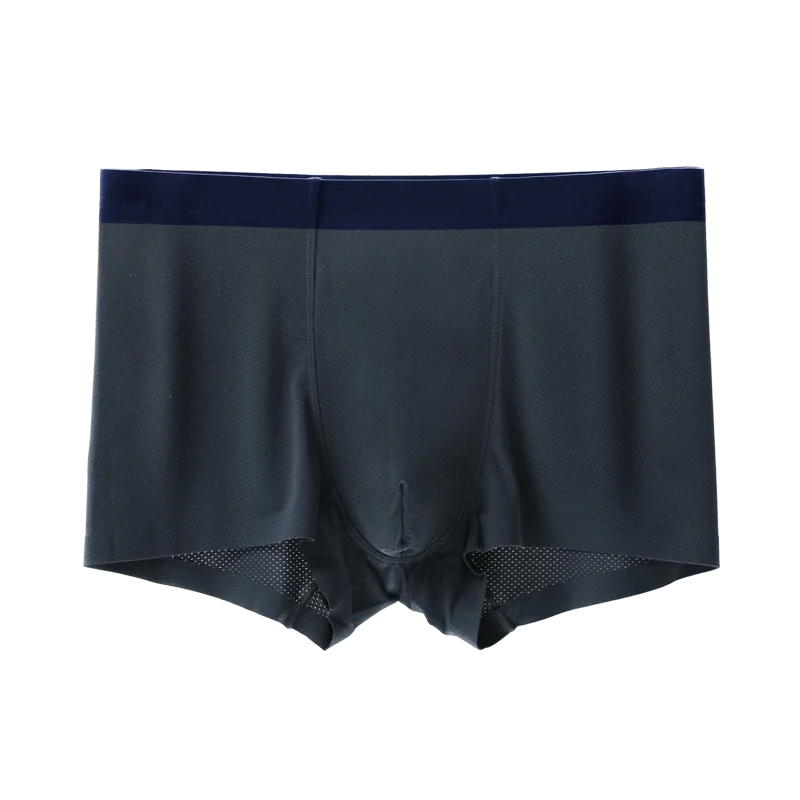 

2PCS graphene antibacterial flat briefs ice silk trace thin boxer pants one piece type