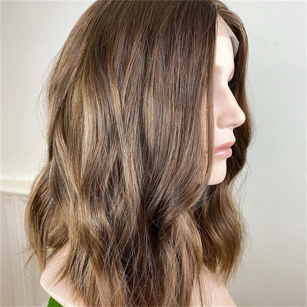 

2026 New FUTURA Wig Dark Brown Caramel Blonde Highlights HD Lace Front Wig Synthetic Premium Fibre Heat Resistant Wig For Women