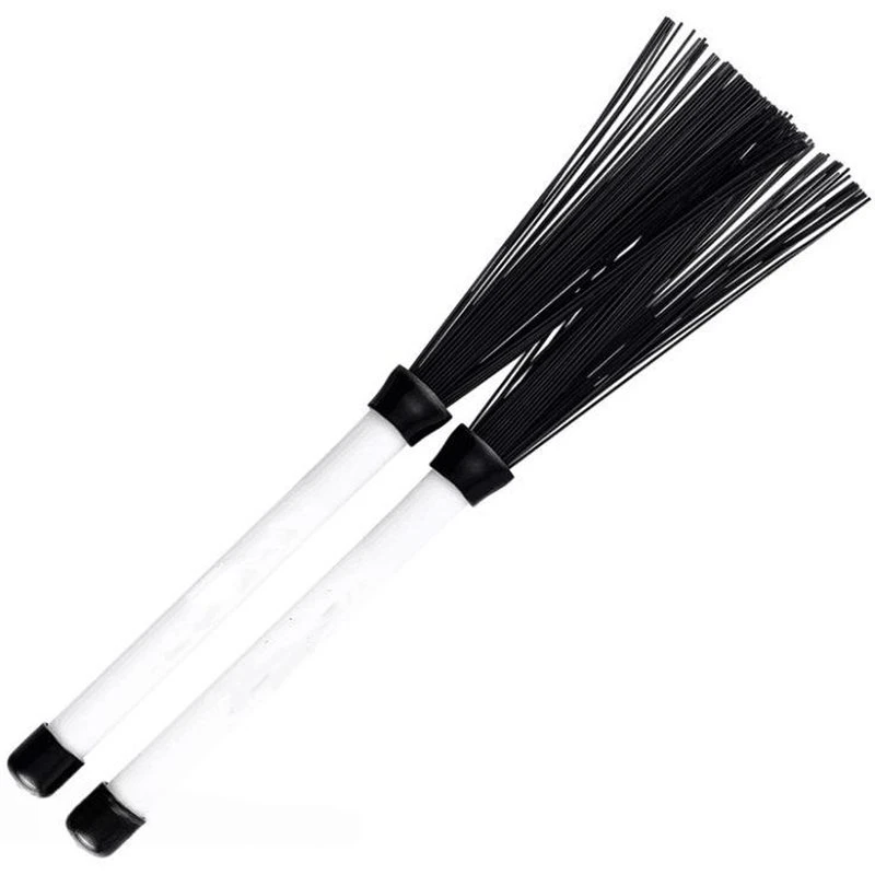 T22C 1Set Black And White Nylon Drum Brushes, Kit Drum Brushes, Create Dynamic Percussion Tones