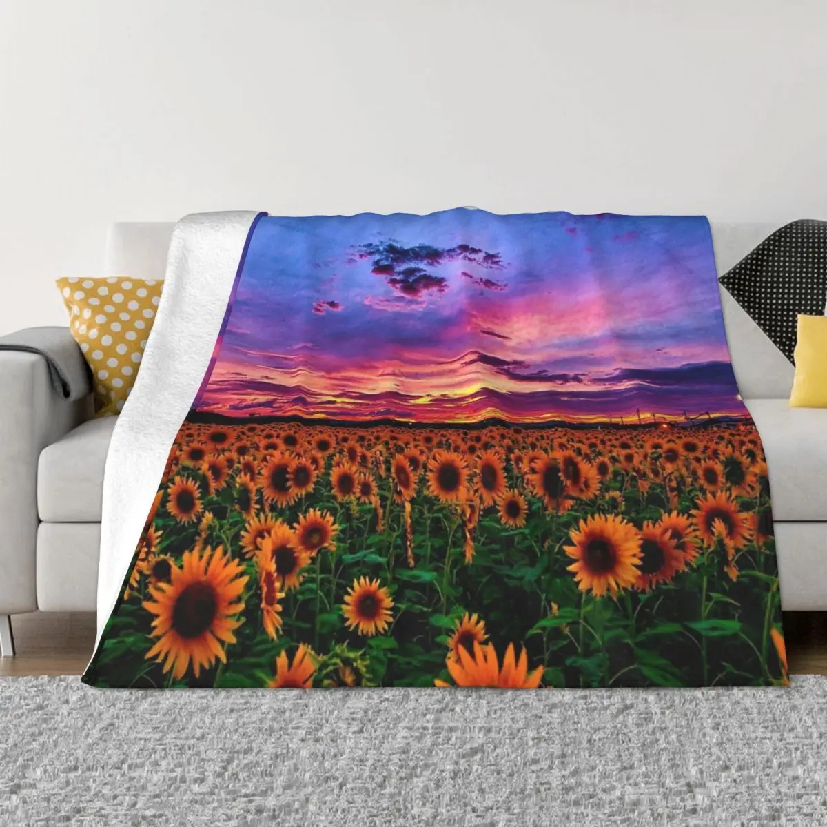 

Sunflower Field Series 2 - Sunset Quilt Knee Blanket Winter Blankets Blankets And Blankets Throw Blanket