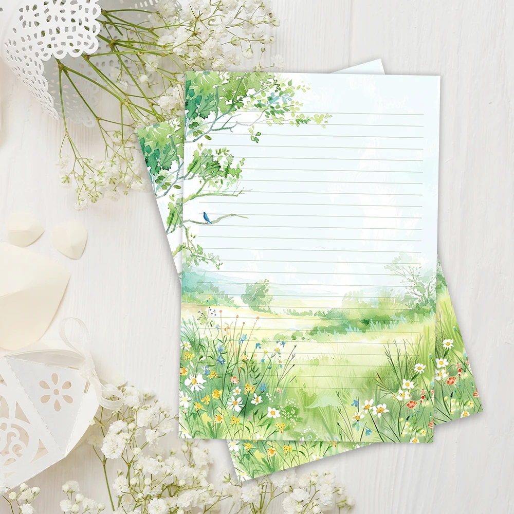 30 Blatt, B5-Schreibpapier mit Frühlingsmotiv, liniert, ohne Klebstoff, ideal für Notizbücher, Notizen und Aufkleber. – Detail 5