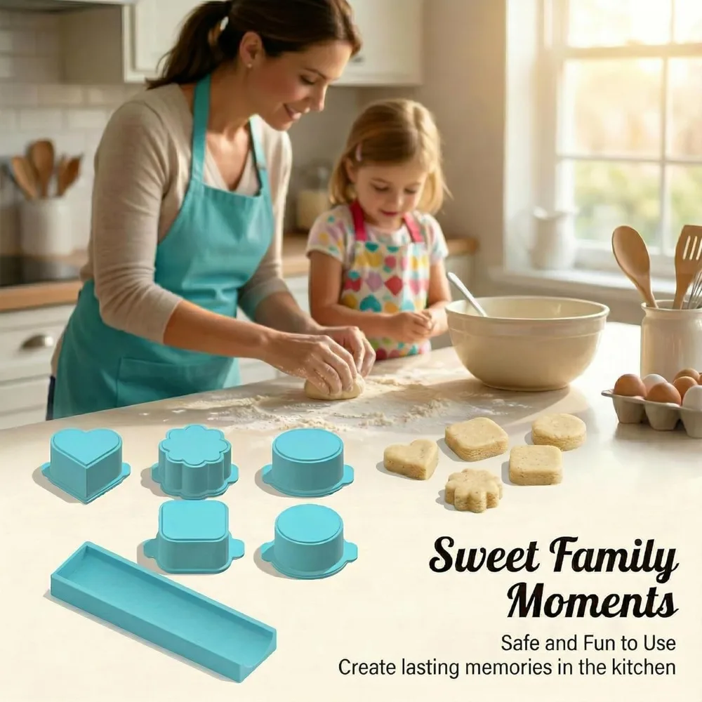 Cake Pop Mold Set Heart Square Cloud Oval Round 3D Printed Cake Pop Cutter and Pusher, Baking Mold Home Baking