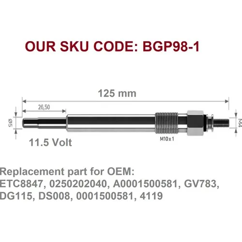 Per Land Rover Range 200tddeck 300tddeck Motor 4 Pcs Glow Plug per 11.5 Volt Etc8847