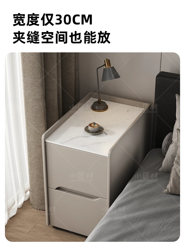 Extremely narrow bedside table, luxury and high sense, small solid wood bedside, ultra-narrow cabinet, simple and modern bedroom