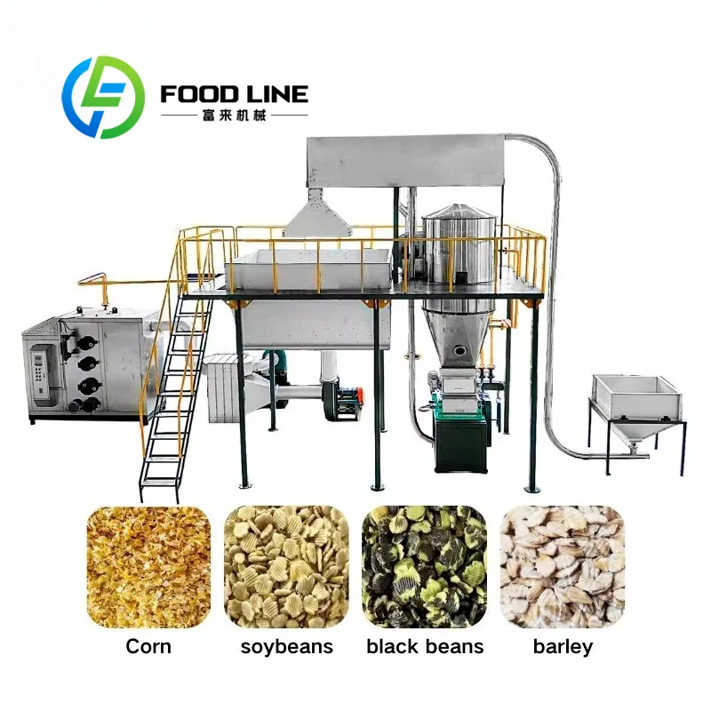 2T/H Automatic Steam Corn Flaking Production Line Equipped With Steam Corn Flaking Machine For Cattle Sheep And Livestock Feed