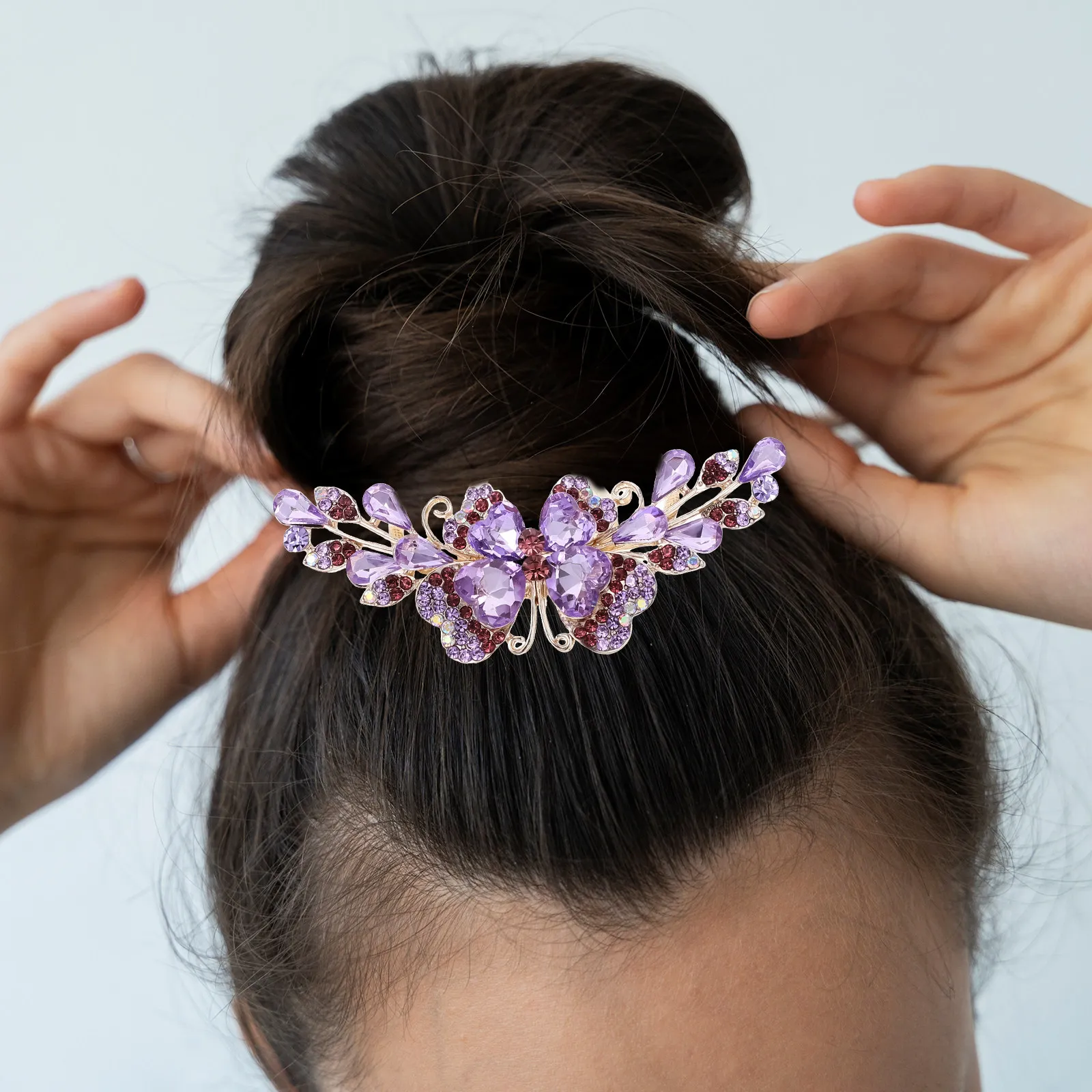 

Hair Side Comb 4-Prong Rhinestone Bride Wedding Updo Hair Accessory Clip Decorative Hairpin for Prom Party Anniversary