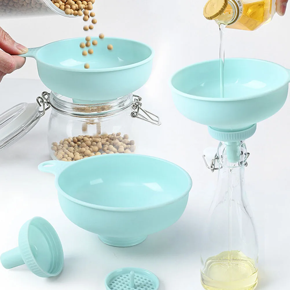 

Extra Large Funnel Wide Mouth Multi function Oil Sky blue Washable Seasoning Kitchen Tool Smooth Surface Easy Clean Storage