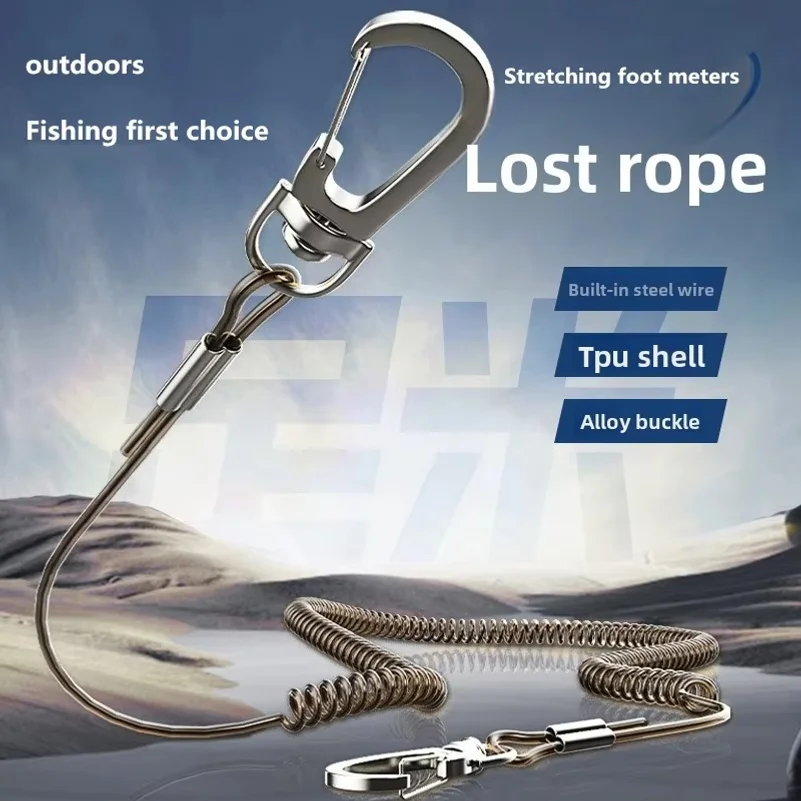 Steel Wire Lost Hand Fishing Rope, High Elasticity Automatic Telescopic Protective Rod Rope, Fish Slider, Large ObjectAnti-loss
