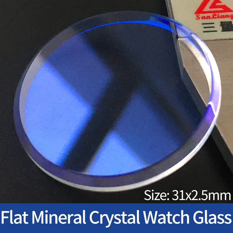 31mm Flat Big Chamfer Mineral Glass Watch Crystal 2.5mm Thick Anti-Scratch Modification Watches Parts Replacement Accessories