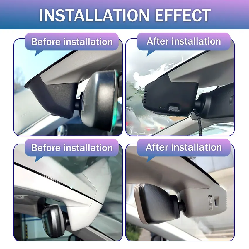 4K Custom Dash Cam WiFi Car DVR with APP Control Fit For Volkswagen VW Tiguan (mk2) 2016-2024 / e-Up 2019-2025 / TAYRON X 2023