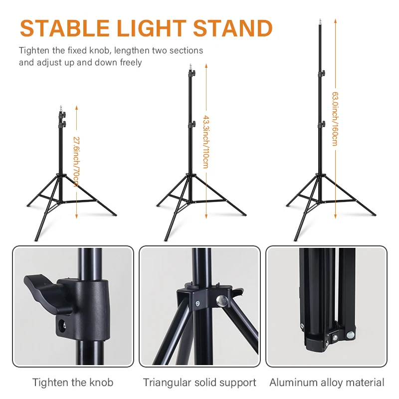 20x28in E27 Soft Photo Lighting Kit 30w,58w,85w Led Bulb Adjustable Lights With 1.6M Tripod Softbox For Shooting,Video,Streaming