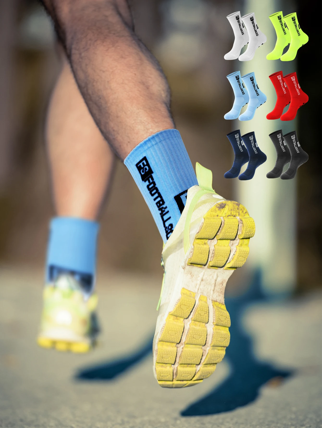 WRELS 1/2/3 Pares de Calcetines de Fútbol Antideslizantes y Anti-Olor, Calcetines Deportivos Transpirables con Base Grue