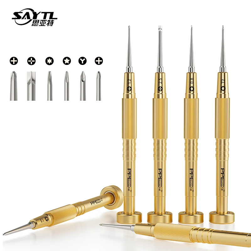 6Pcs/Set precision Screwdriver set copper alloy Weighted Electronic screwdrivers for iphone Samsung Mobile phone repair tools