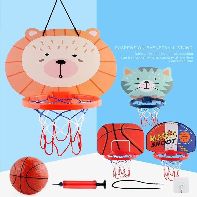 Kids Cartoon Basketball Board Children Sports Toy Portable Indoor Oudoor Ball Games Equipment Foldable Hanging Basketball Hoop