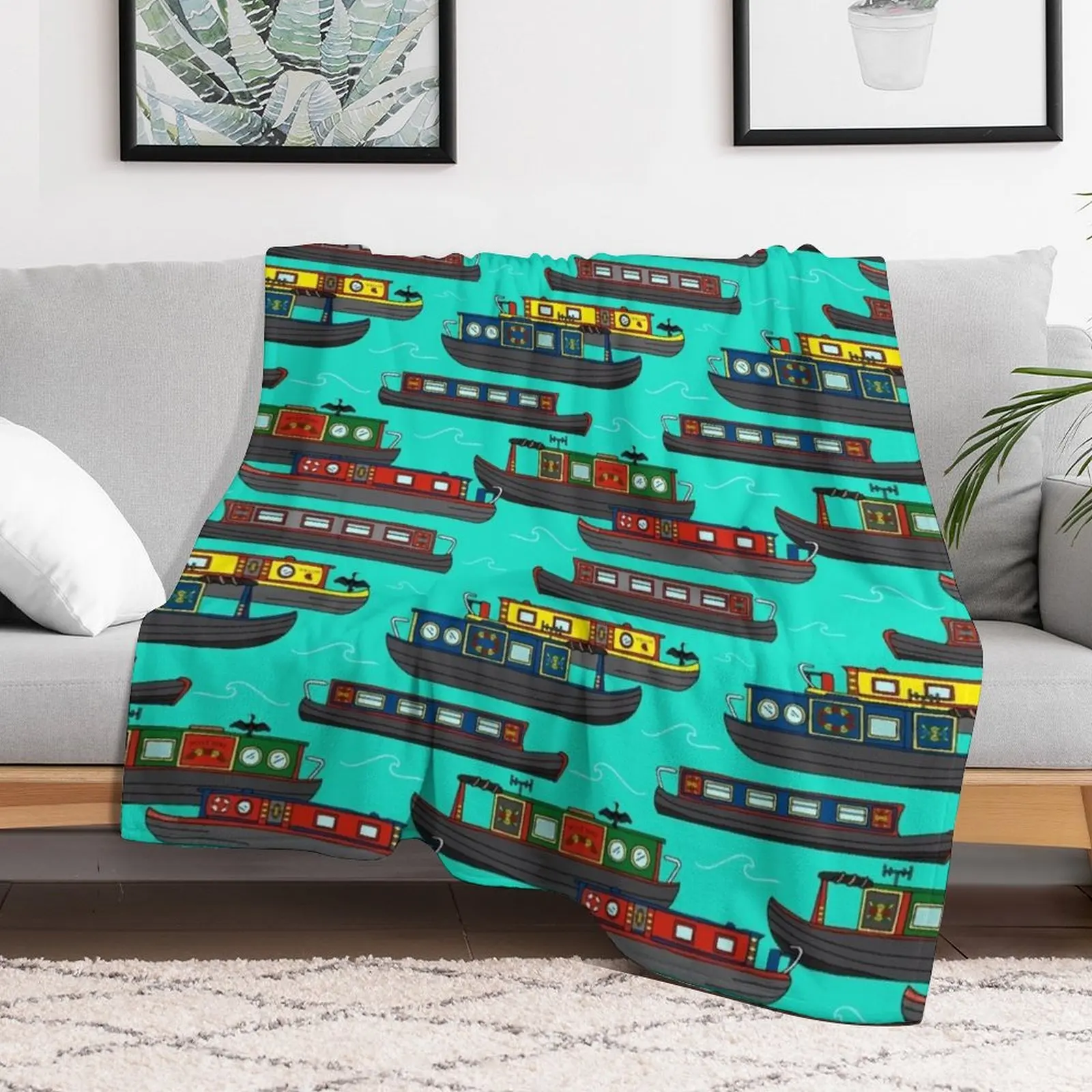 Canal Narrowboats and Barges on the Water Throw Blanket christmas gifts wednesday manga Warm Blankets