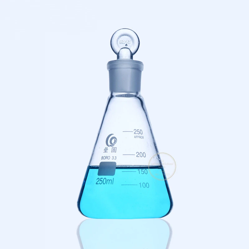 Flcopropriété Conique Erlenmeyer en Verre Borosilicate, avec Bouchon à Anneau Rectifié, #19 #24 #29, de Laboratoire, 50 à 1000ml, 1 Pièce/Lot