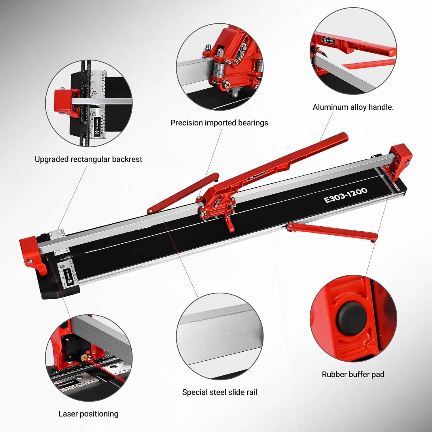 48-inch Manual Tile Cutter with Laser Cutting Guide Porcelain Tile Cutter with Split Platen Double Aluminum Base