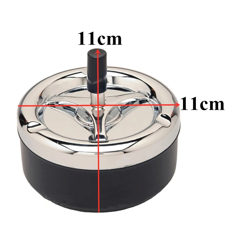 Round Ashtray Windproof Push Down Spinning Metal Ashtray with Cigarette Cigar Smoking Smoke Ashtray Cocktail Tool