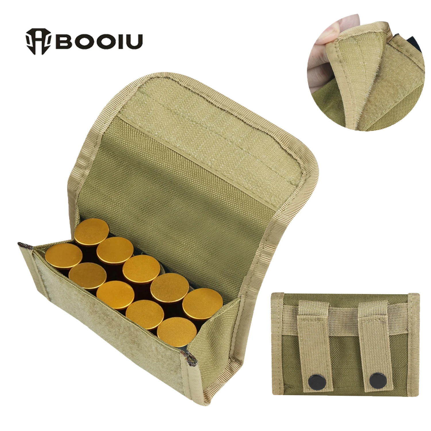BOOIU Tactical 10 Grids Ammo Pouch Mini Waist Bag Rounds Shot Outdoor Shooting Multi-functional Pouch Hunting Molle Accessories