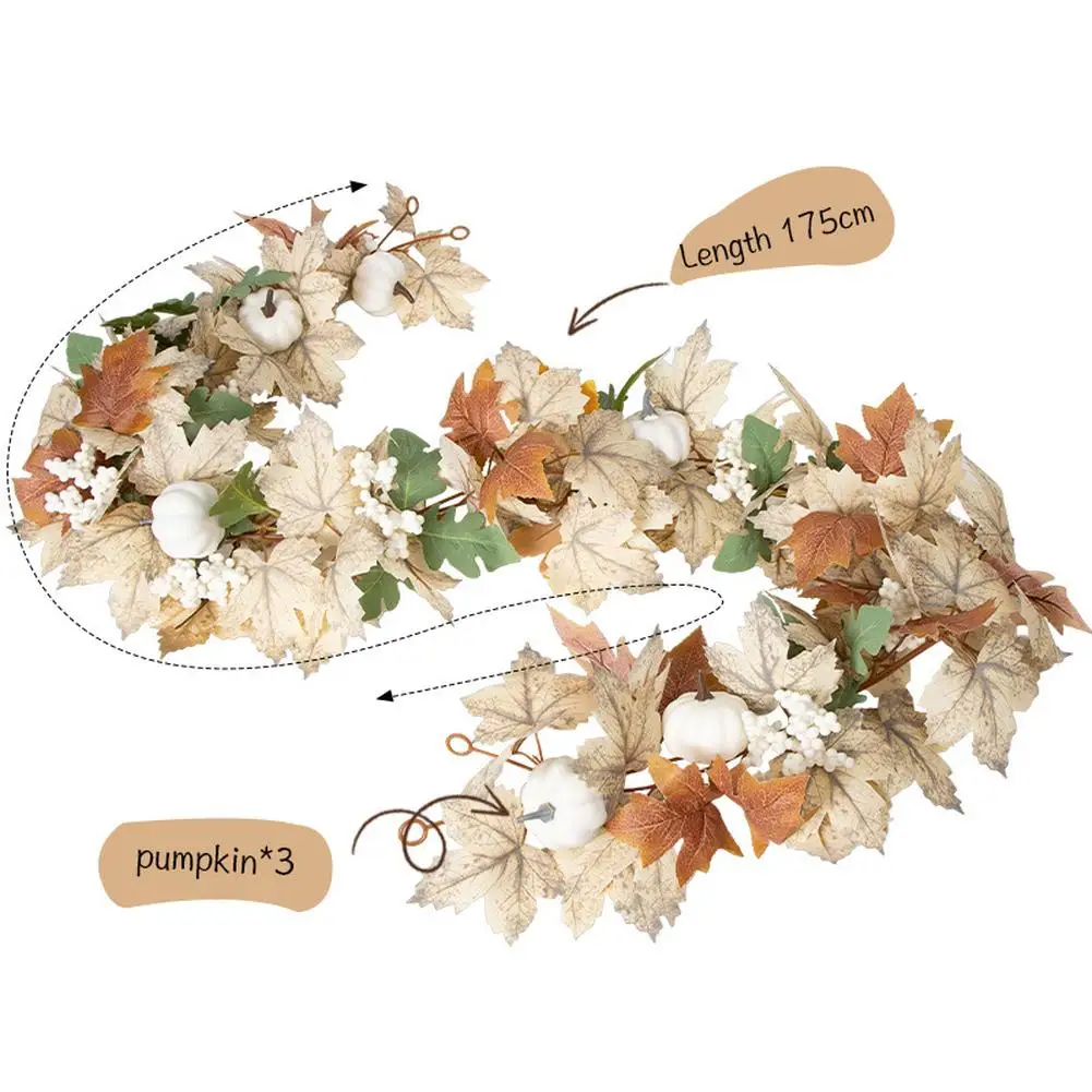 Fall Garland Maples Leaf Fall Decor Hanging Vine Garland Artificial Autumn Foliage Pumpkin Berry Garland Thanksgiving Decor Home