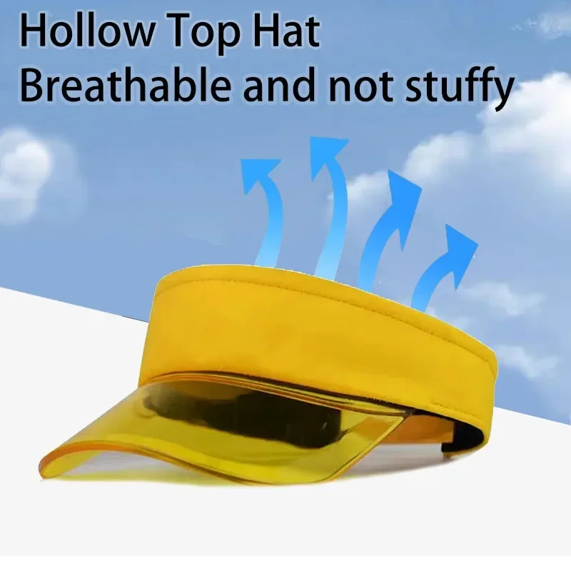 Yellow 2 Pack Golf Hat Sun Protection Soft PVC Sun Hats for Outdoor Sport Party Tennis Running Beach Running Empty Top Visors