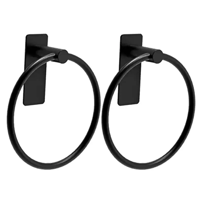 

ABYP Черное клейкое кольцо для полотенец, самоклеящийся круглый держатель для полотенец для рук, для ванной комнаты, 2 шт.