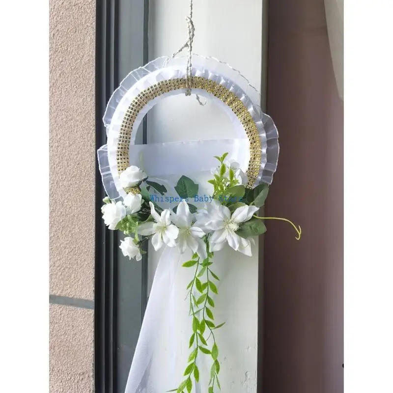 u90e-エレガントなヨーロッパの結婚式のドア吊り造花リース生地の花