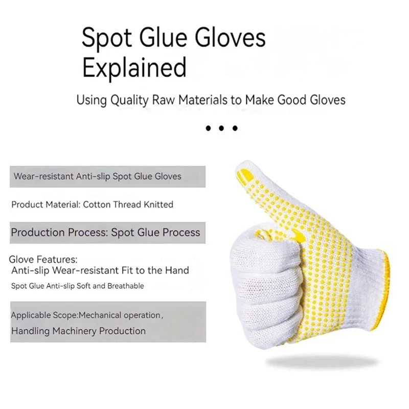 1-10 pasang katun Polyester String Knit Shell perlindungan keselamatan sarung tangan kerja, pelukis Mekanik Industri gudang dengan titik