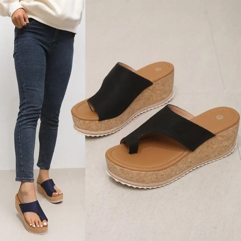 

Women Summer Sandals Comfy Platform Flat Shoes Sole Ladies Casual Soft Big Toe Foot Sandal Orthopedic Bunion Corrector Slippers