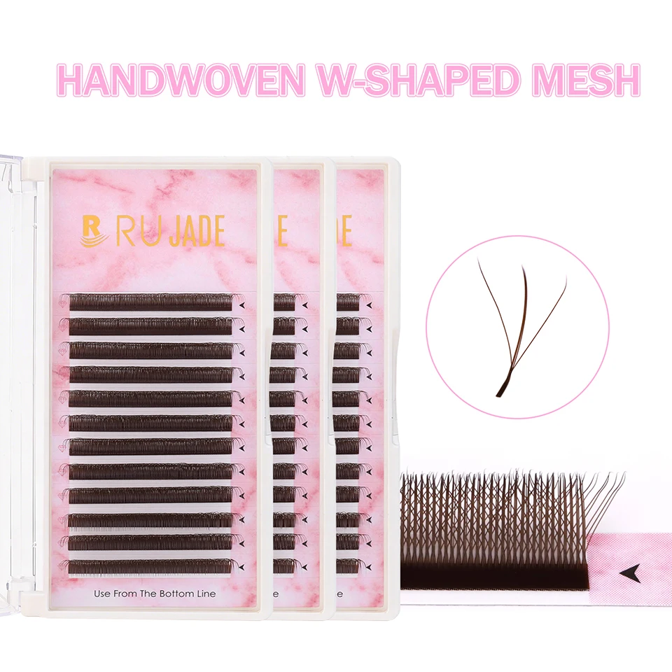 NEU Braune 3D Fairy Wimpernverlängerung, Braune 4D W-förmige Wimpern, Vorgefertigte Fächerwimpern, 5D Kleeblatt-Wimpern, Handgewebte 3D Spike Kleeblatt-Wimpern – Detail 19