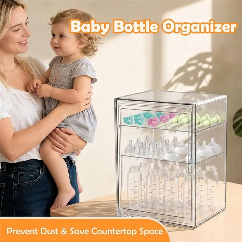 Baby Bottle Organizer,Adjustable Height For Bottles, Pacifiers, Pump Parts Storage