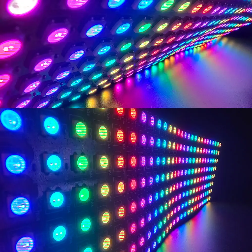 WS2812 8x32 16x16 LED Matrix Panel Light WS2812B Digital Flexible Individually Addressable LED Smart RGB Module 5V Pixel Screen