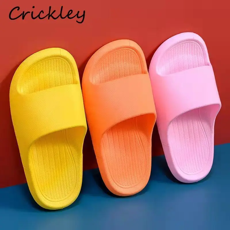 Children's Slippers Summer Solid PVC Beach Shoes For Boys Girls Waterproof Soft Bottom Non Slip Kids Bath Indoor Slippers