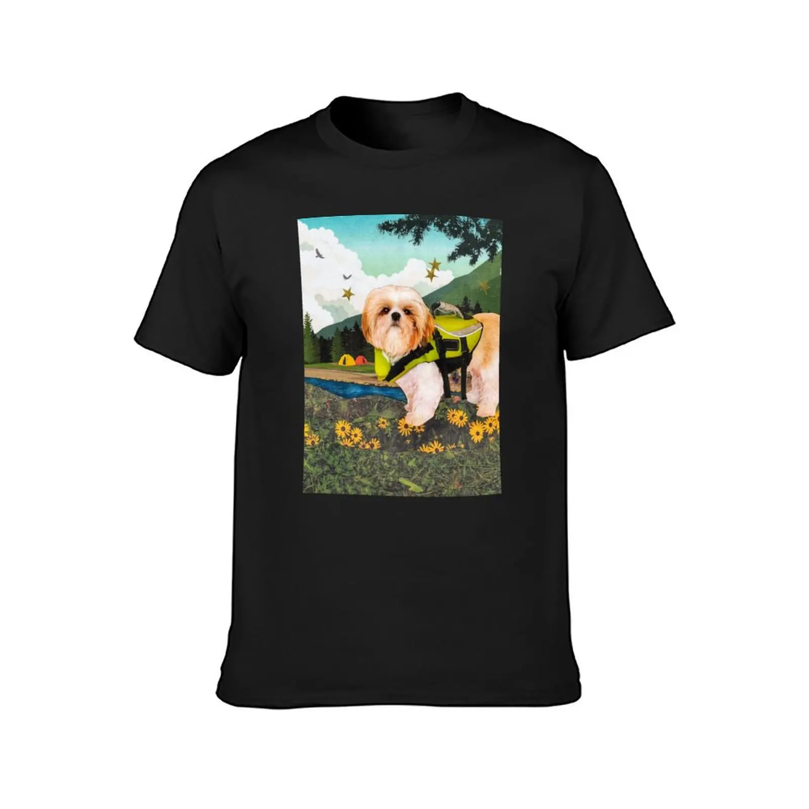 Shih Tzu Dog at a Campground - 'Safety First' T-Shirt anime heavyweights oversized Men's t-shirts