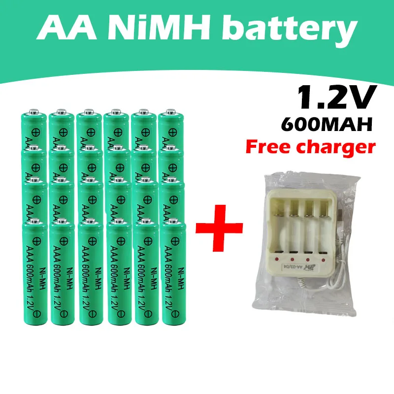 Brand new 2026 original AAA Ni-MH rechargeable battery 600mAh 1.2V for flashlight children's toys remote control free charger