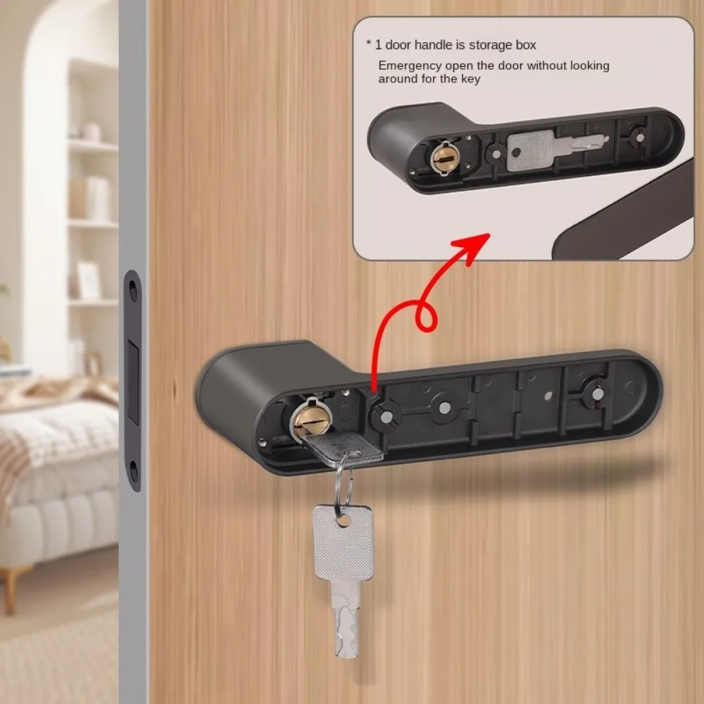 Minimalist Magnetic Door Lock Zinc Alloy One-word Handle Silent Door Lock Hidden Keyhole Ecological Door Lock For Bedroom Study