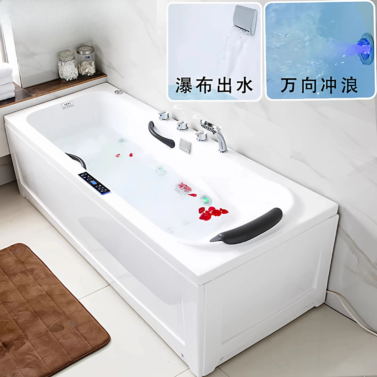 

Отдельностоящая акриловая ванна для небольшой квартиры с глубоким дном, гидромассажем, функцией постоянной температуры и подогревом, бесплатная доставка