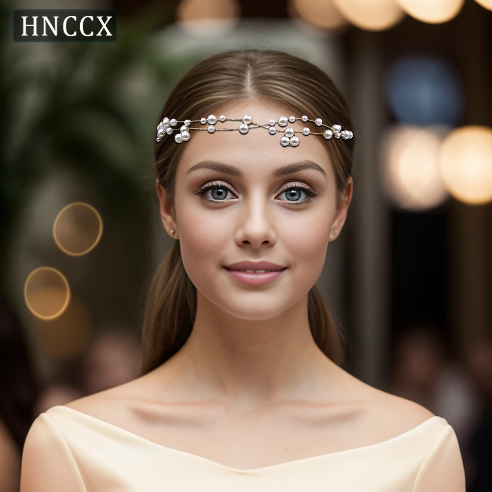 HNCCX Wedding Pearls Headband Bridal Hair Accessories Pearl Bridesmaids Handmade Hair Ornaments Woman Hair Vine Headpiece CP36