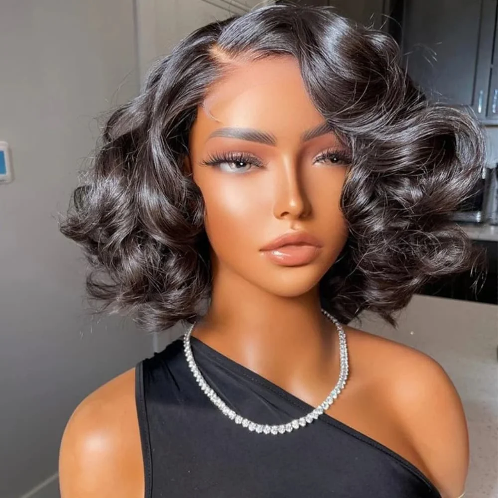 

Black Bob Body Wave Lace Front Wig Human Hair 13x4 Hd Lace Front Wigs Human Hair 200 Density Lace Front Wig Human Hair for Women