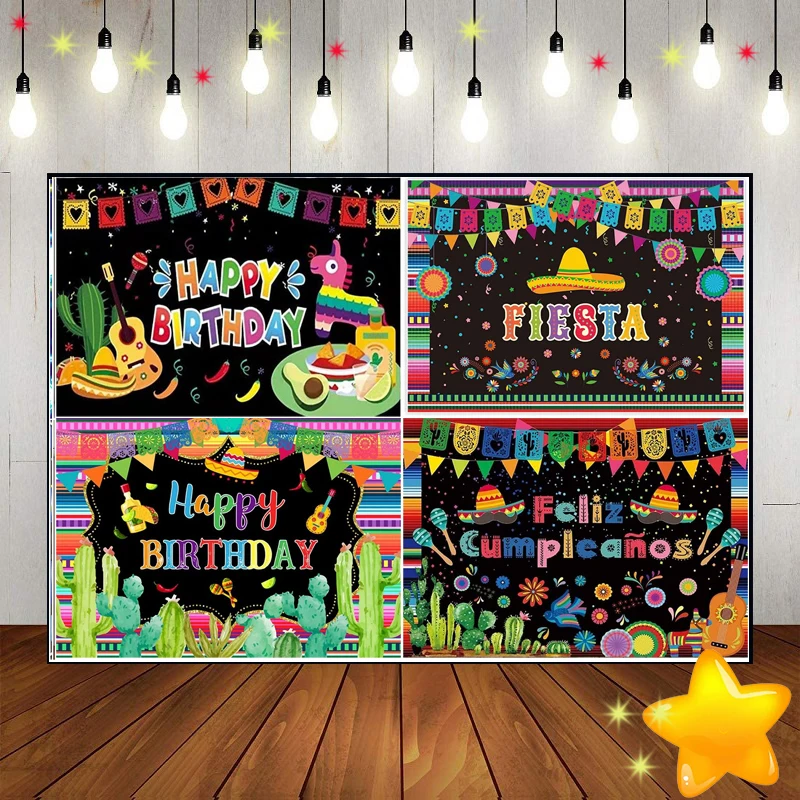 Mexican Fiesta Carnival South America Cactus Party Background Birthday Decoration Scenic Custom Backdrop Photography Backdrops