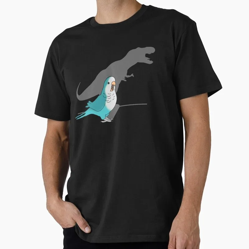 T-rex blue monk parakeet Funny Cockatiel Gift T-shirt Birds T-Rex Shadow Graphic Clothes All Size Tops Unisex Tee S-6XL